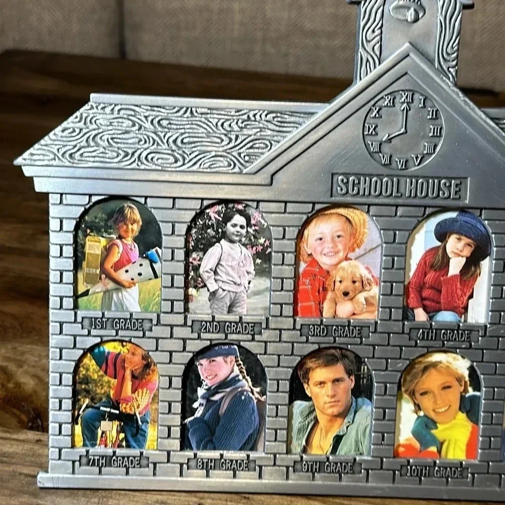 NWOT School House Silver Picture Photo Frame Home Accents Decor Table Top